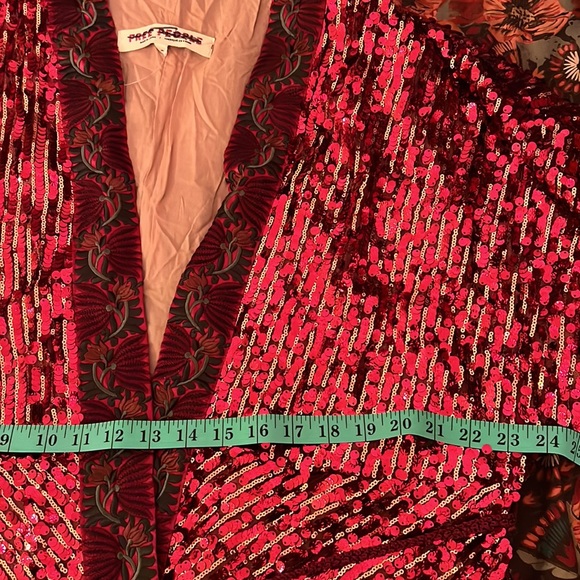 NWOT FREE PEOPLE Red Sequin Long Belted Duster - Picture 11 of 12